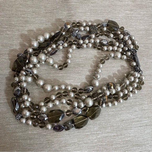 STELLA & DOT Glass Stone Pearls Sparkly Short Necklace - Picture 7 of 8
